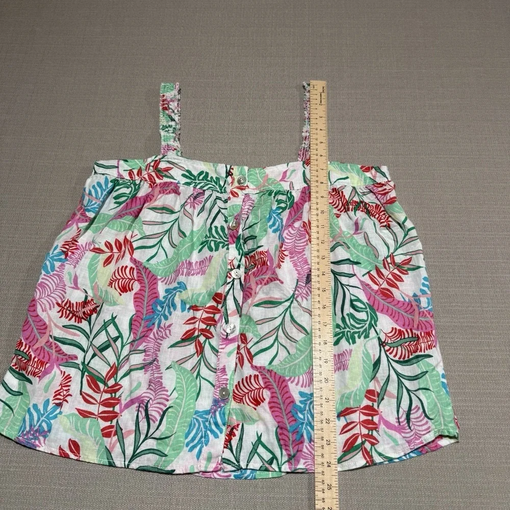 Cynthia Rowley Linen Tropical Print Tank Top Womens Large Summer Coastal Beach - Picture 7 of 7
